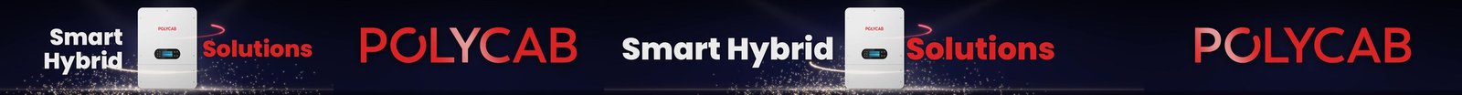 Full-width frame from the Polycab Solar Hybrid inverter launch reveal on the 23 m LED strip